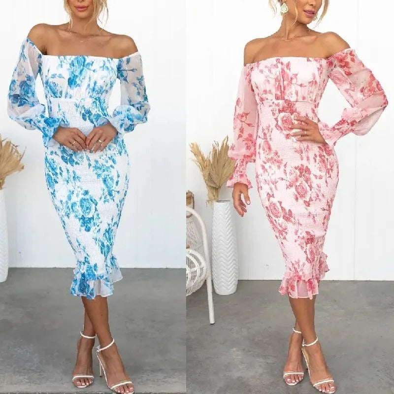 Claire Off Shoulder Patterned Tube Dress