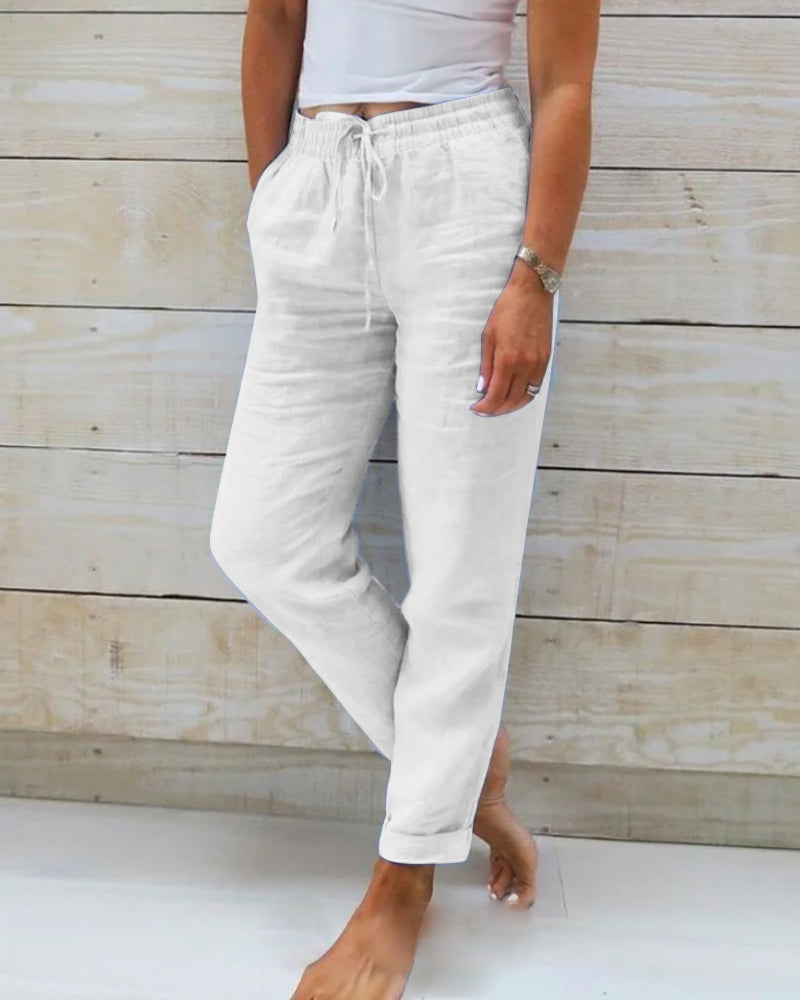 Lina | Light Blue Linen Pants