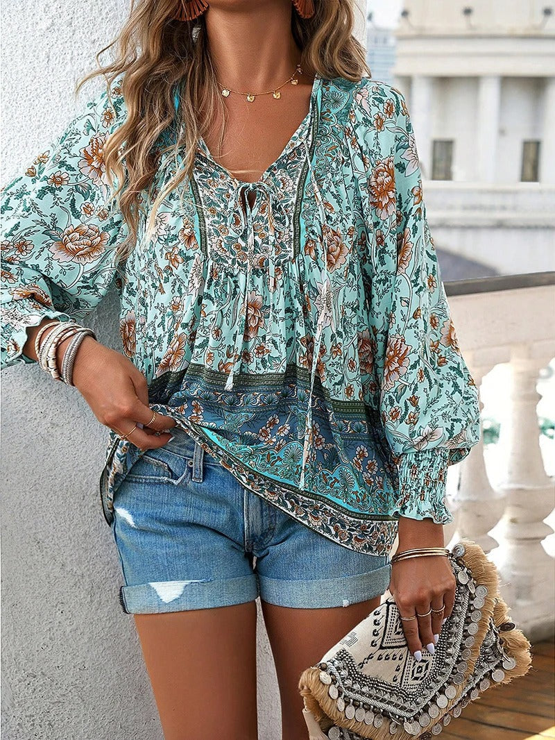 Arya | Boho Blossom Peasant Blouse