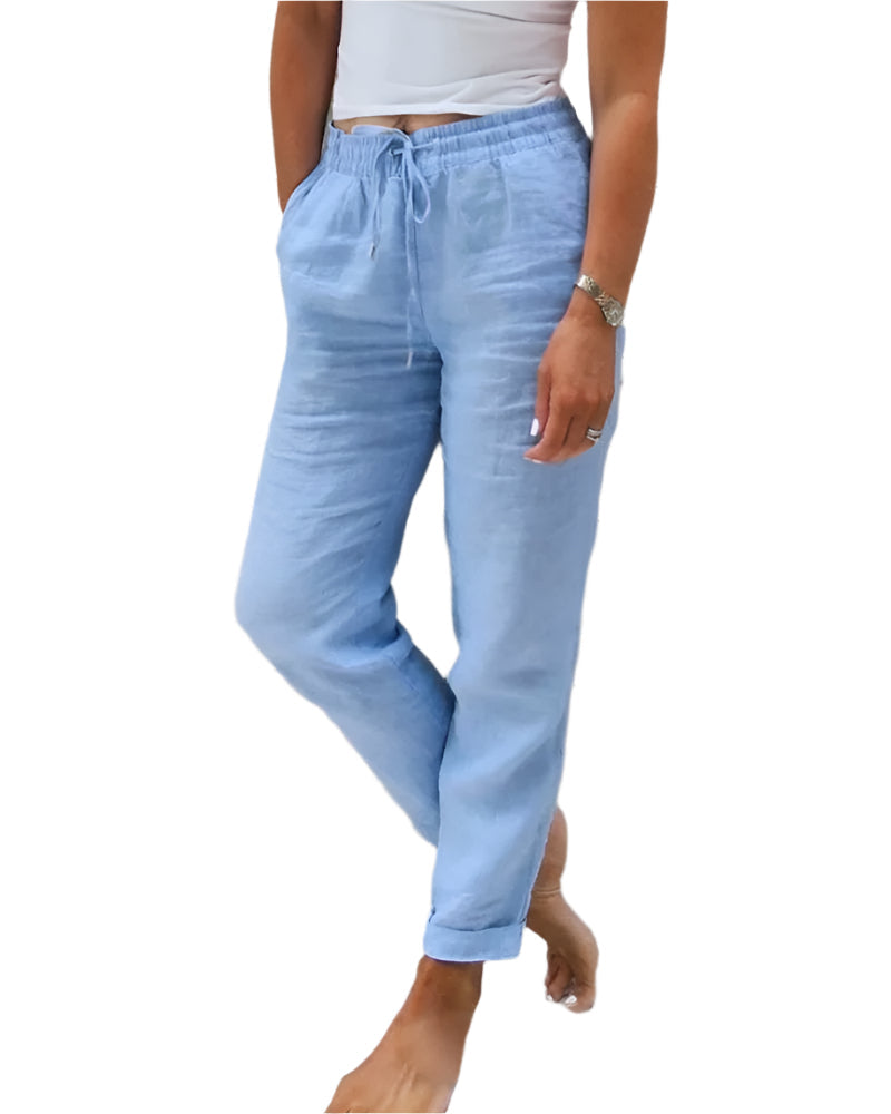 Lina | Light Blue Linen Pants