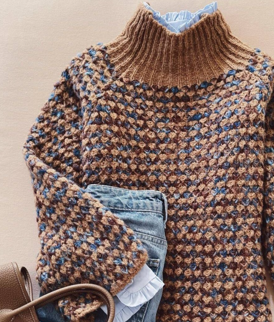 Special Mock Neck Tan Sweater