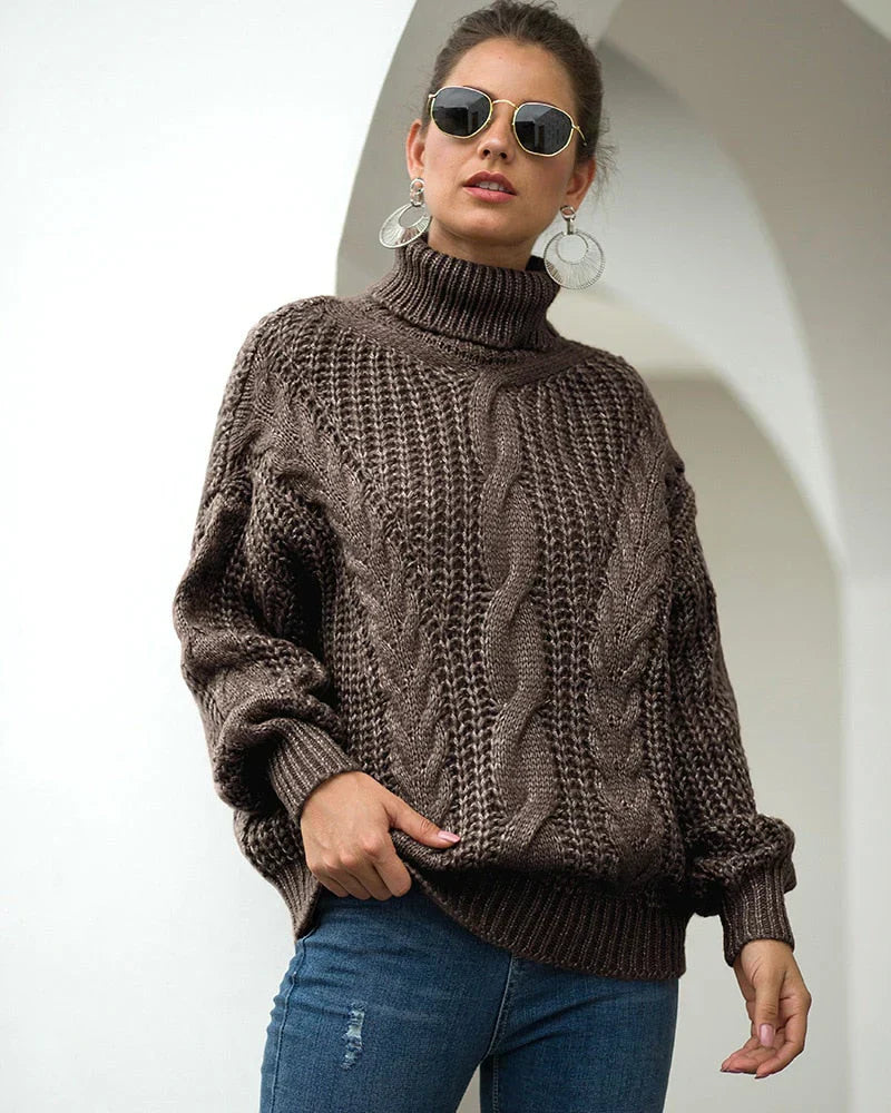 Lara - Cable Knit Turtleneck Sweater