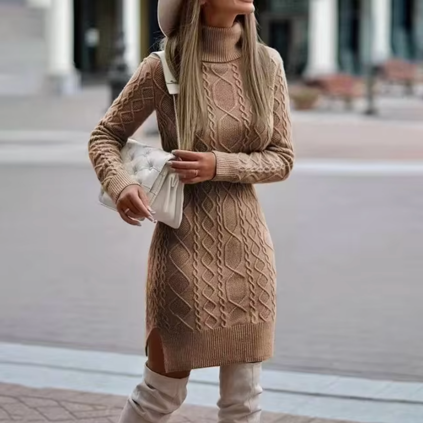 Keola – Knitted Turtleneck Sweater Dress