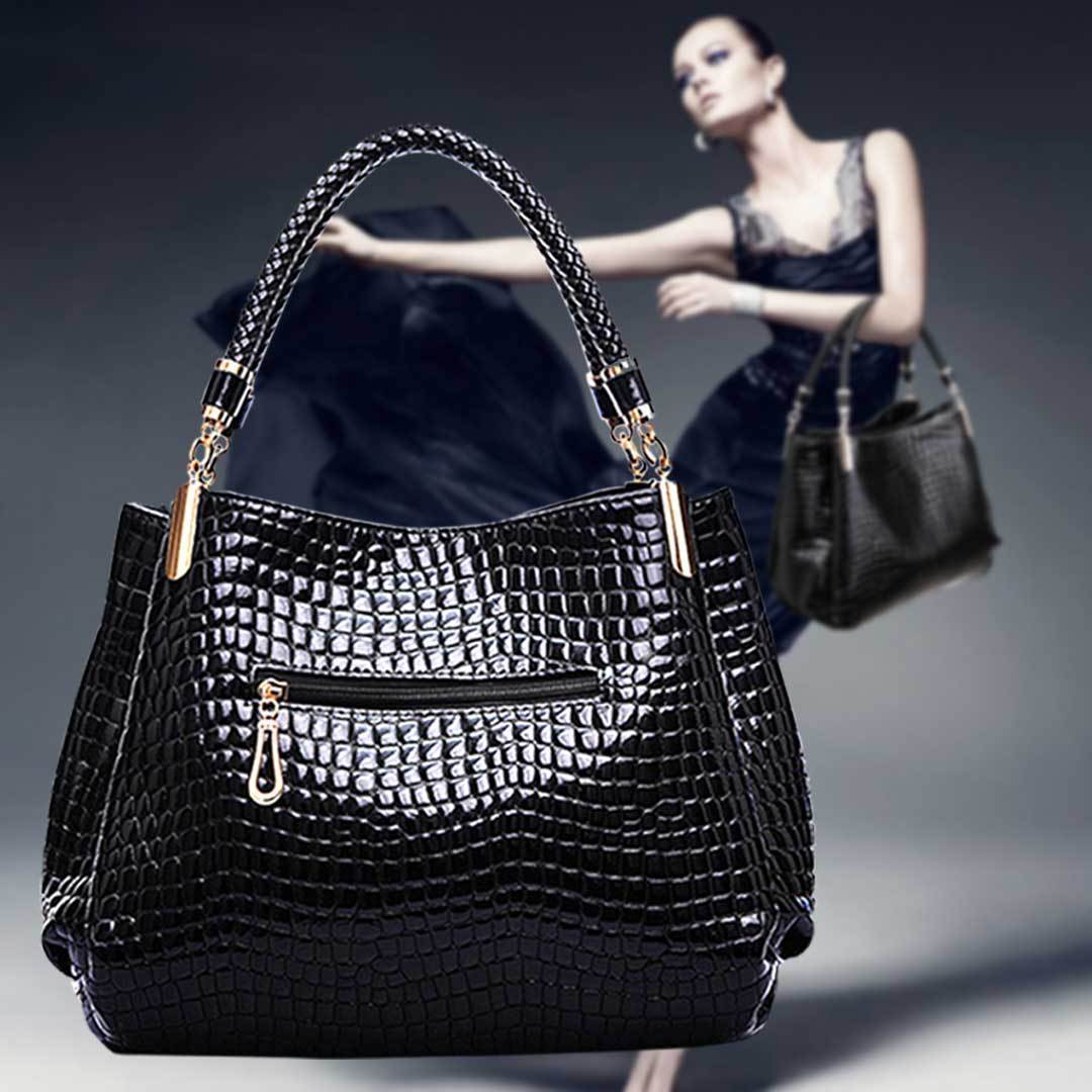 Isabella™ Enduring Elegance | Stylish Croc-Pattern Handbag