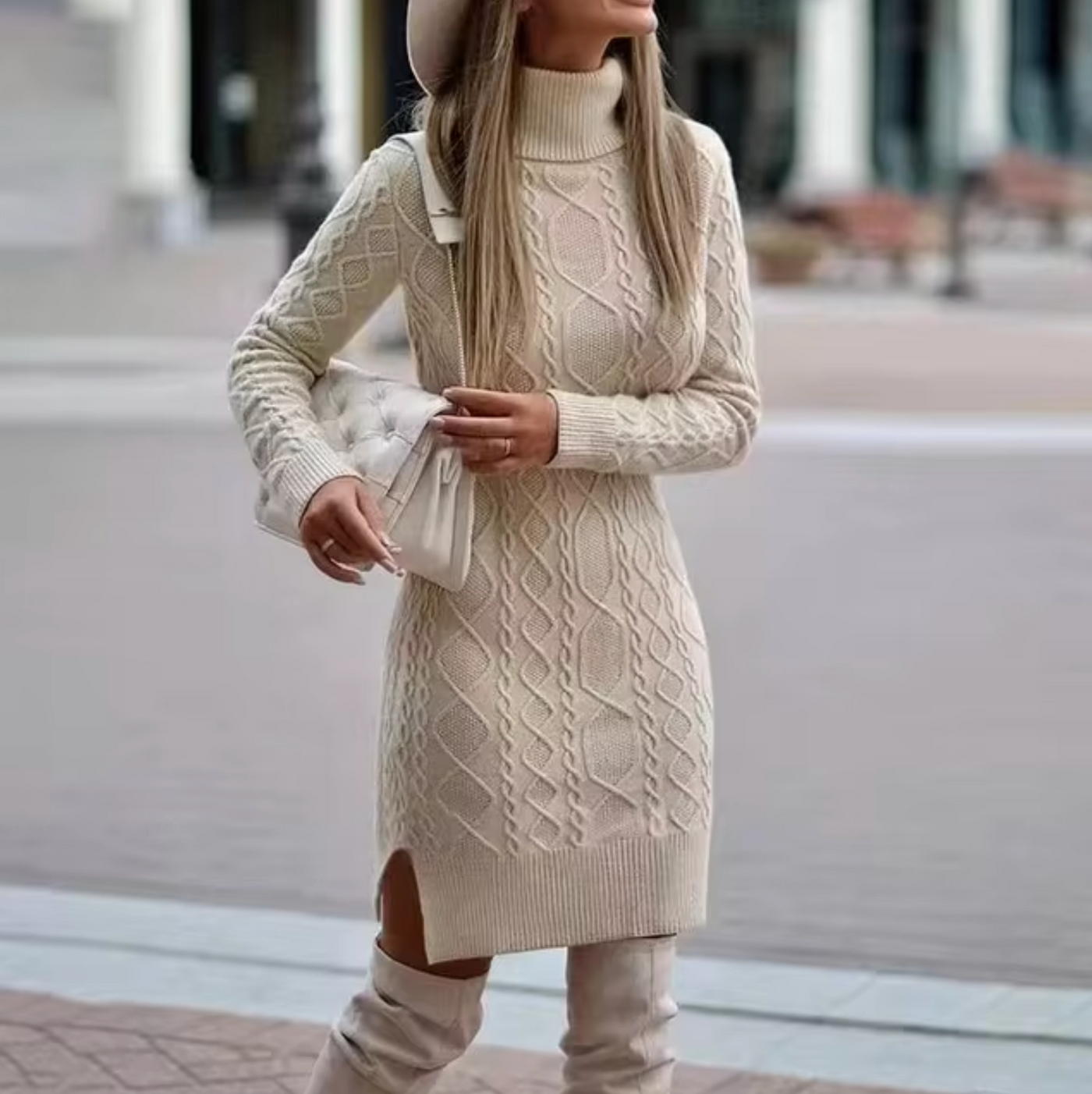 Keola – Knitted Turtleneck Sweater Dress