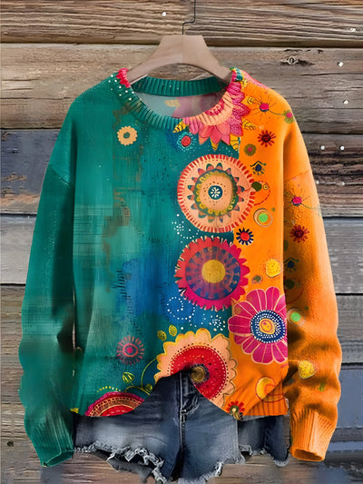 Ella– Artistic Multi-Print Sweater