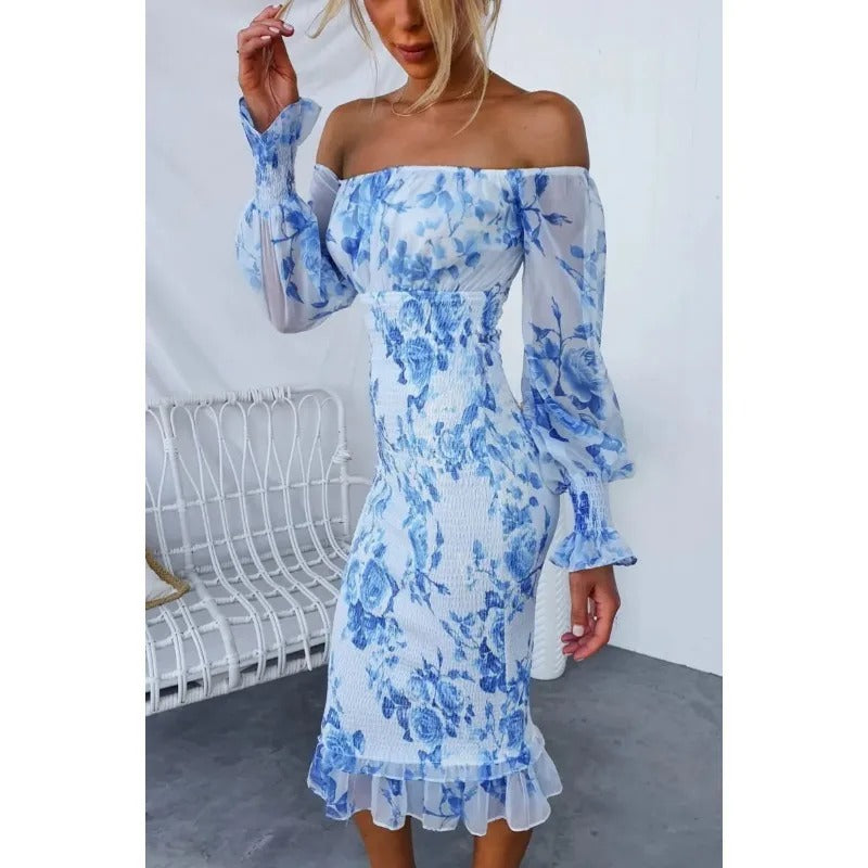 Claire Off Shoulder Patterned Tube Dress