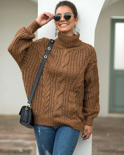 Lara - Cable Knit Turtleneck Sweater