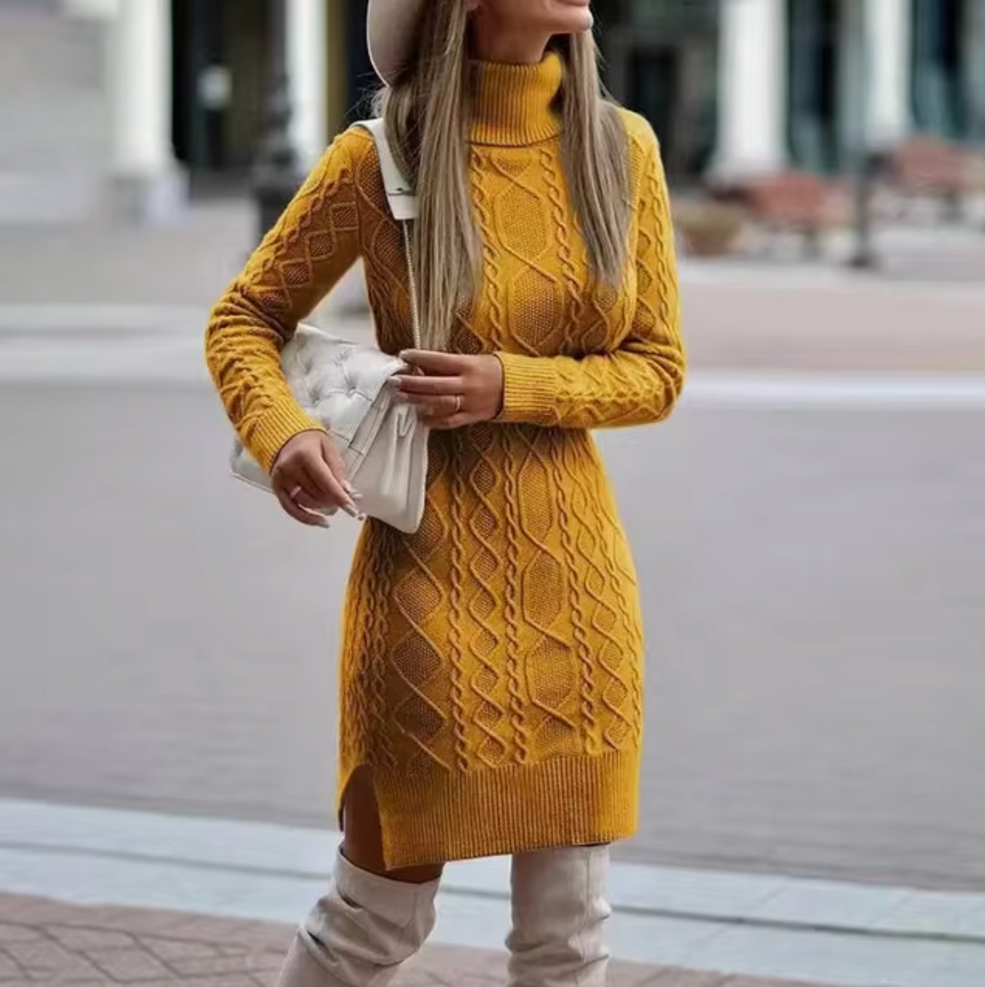 Keola – Knitted Turtleneck Sweater Dress