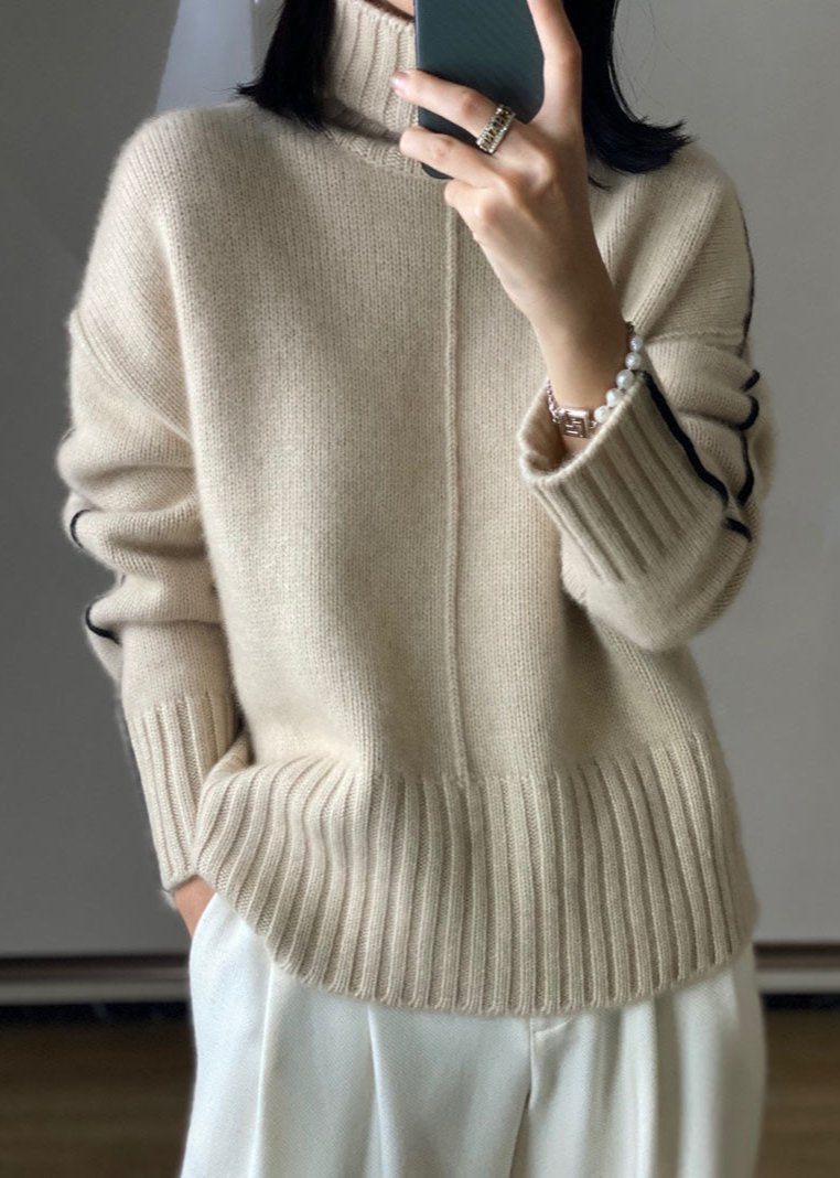 Cozy Luxe - High Collar Pure Wool Knit Sweater