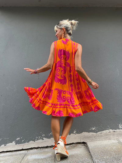 Maria | Stunning Orange Sleeveless Mini Dress