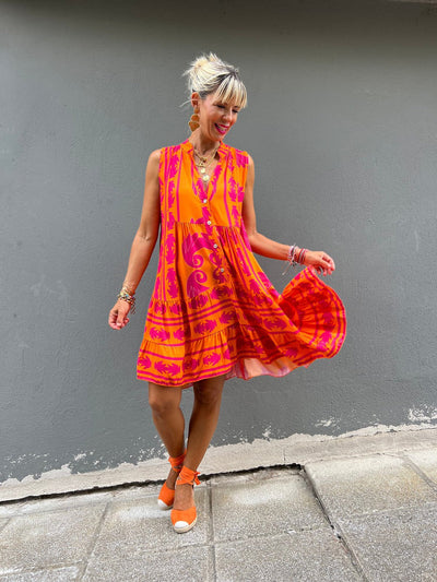 Maria | Stunning Orange Sleeveless Mini Dress