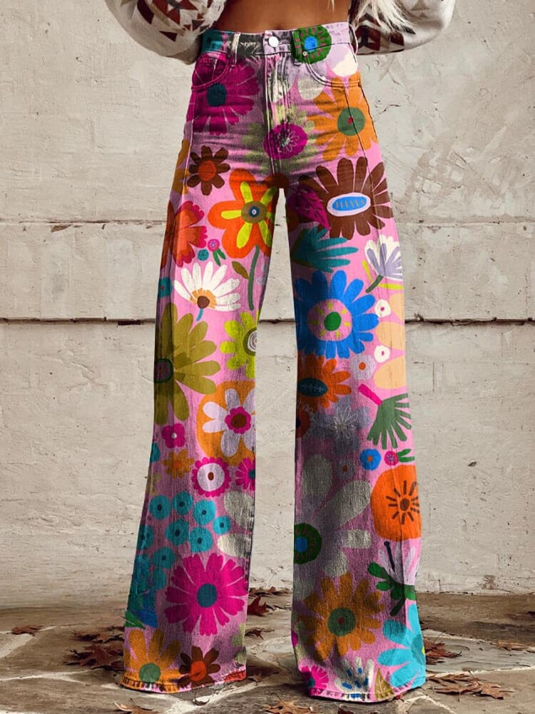 BETTY | FLOWER PRINT BAGGY PANTS