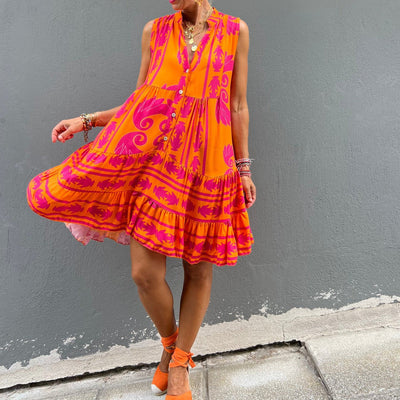 Maria | Stunning Orange Sleeveless Mini Dress