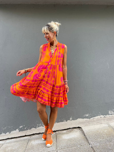 Maria | Stunning Orange Sleeveless Mini Dress