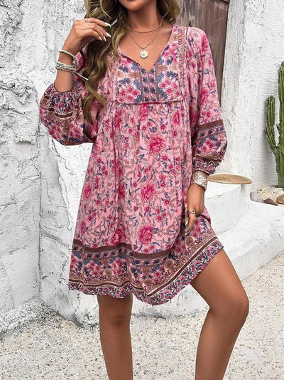 Luna | Sweet Print V-Neck Mini Dress