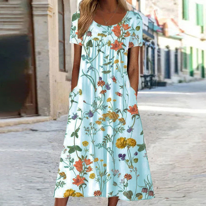 Laura | Boho Floral Dress with Tummy Cover