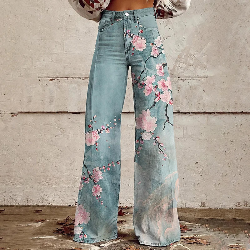 SARA | FLORAL HIGH-WAIST BAGGY PANTS