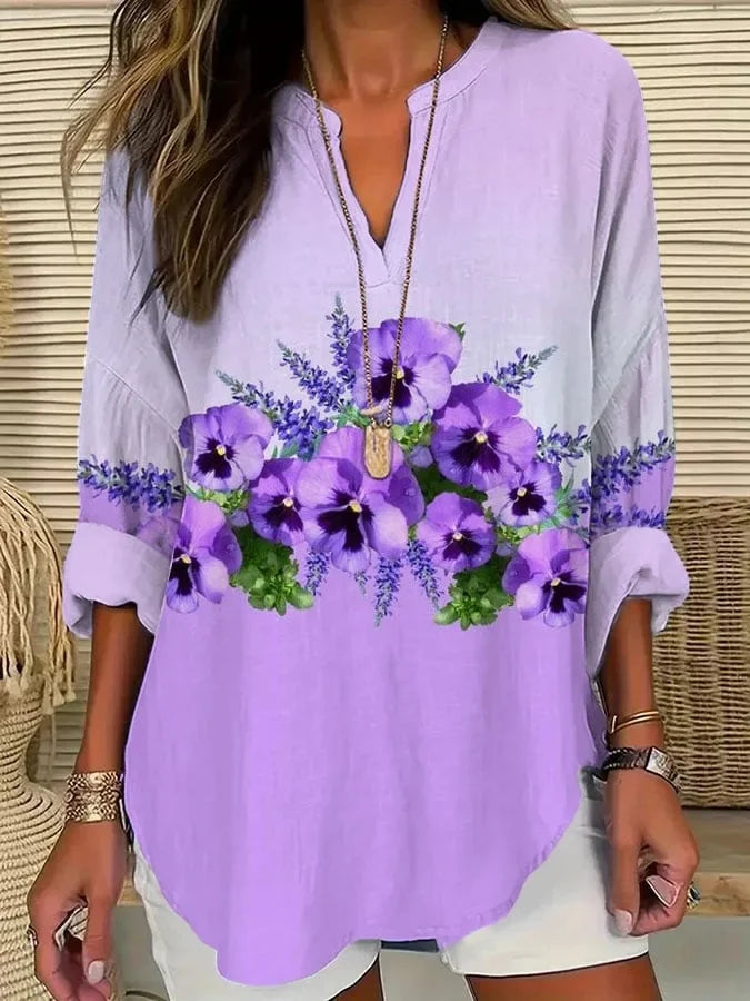 Women's Alzheimer's Purple Floral Casual Top