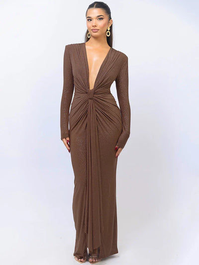 Sophie/ Glitter V-Neck Maxi Dress