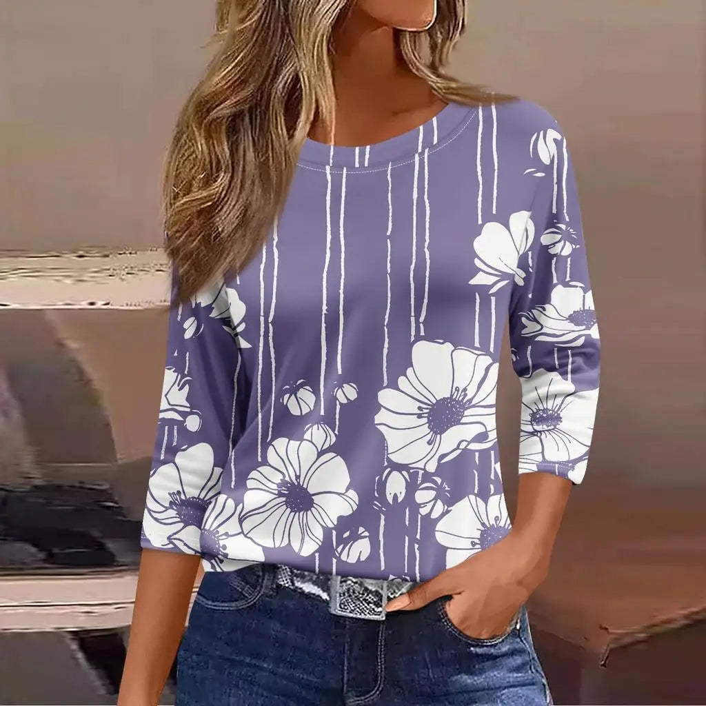 Women's Flower Purple Sweater