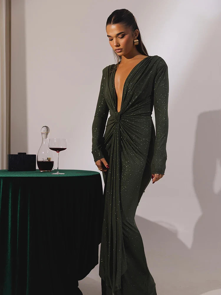 Sophie/ Glitter V-Neck Maxi Dress