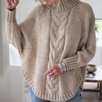 Daisy Cable Knit Turtleneck Sweater