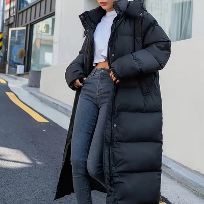 Ella Black Long Quilted  Women's Puffer jacket