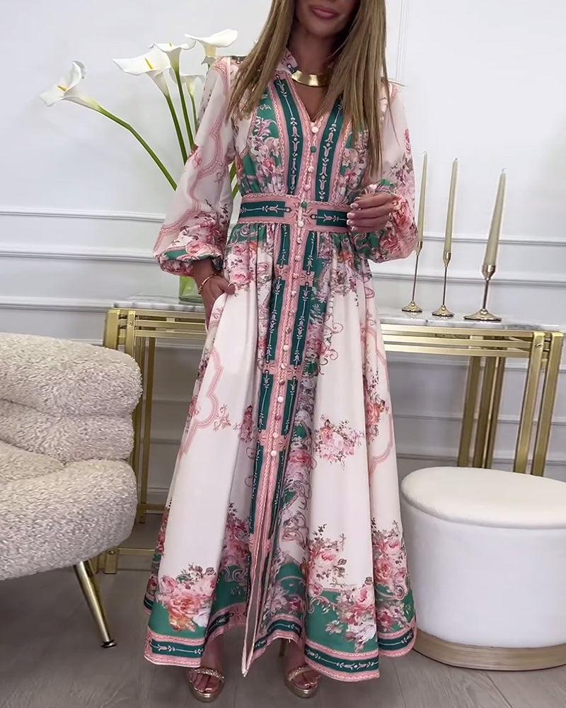 Lisa | Chic Pink Long Sleeve Maxi Dress