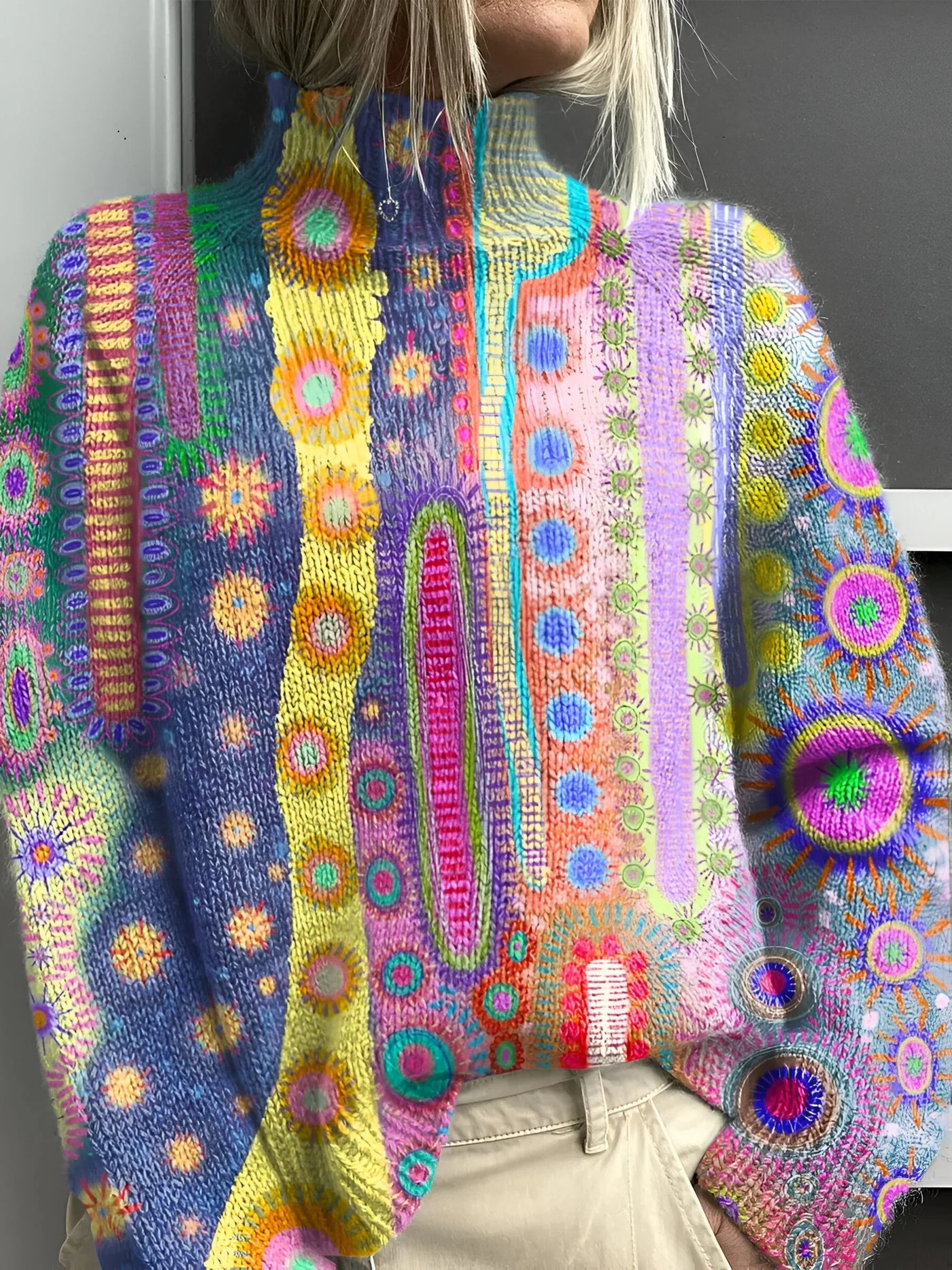 Beryl - Colorful Knitted Turtleneck Sweater