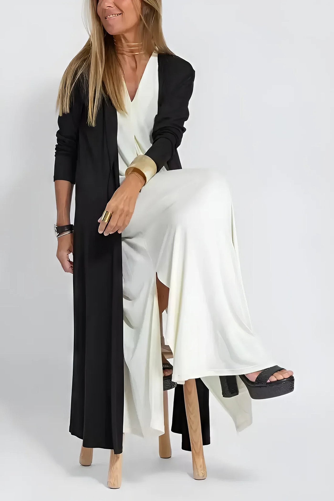 Elegant long dress + matching cardigan FREE GIFT