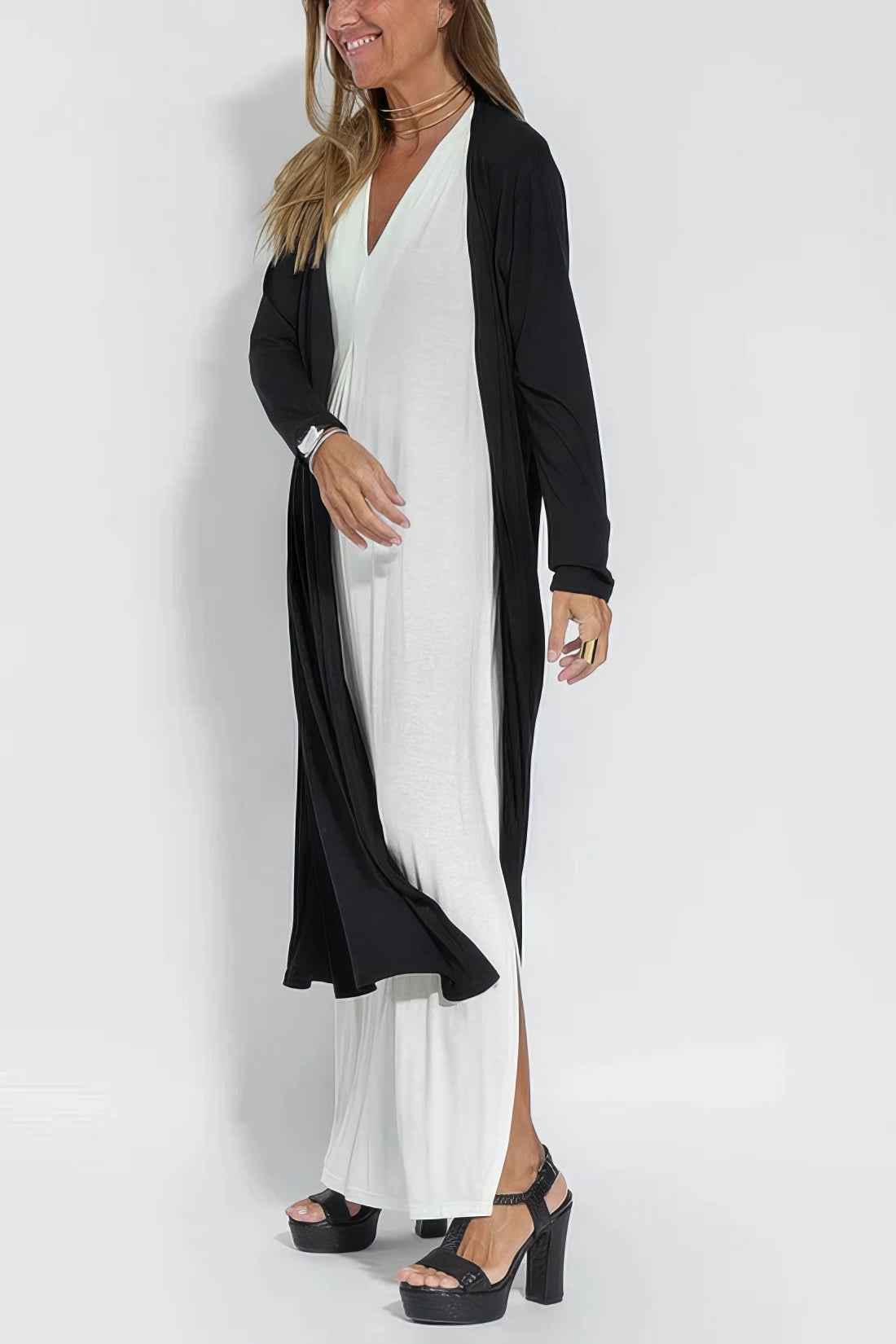 Elegant long dress + matching cardigan FREE GIFT